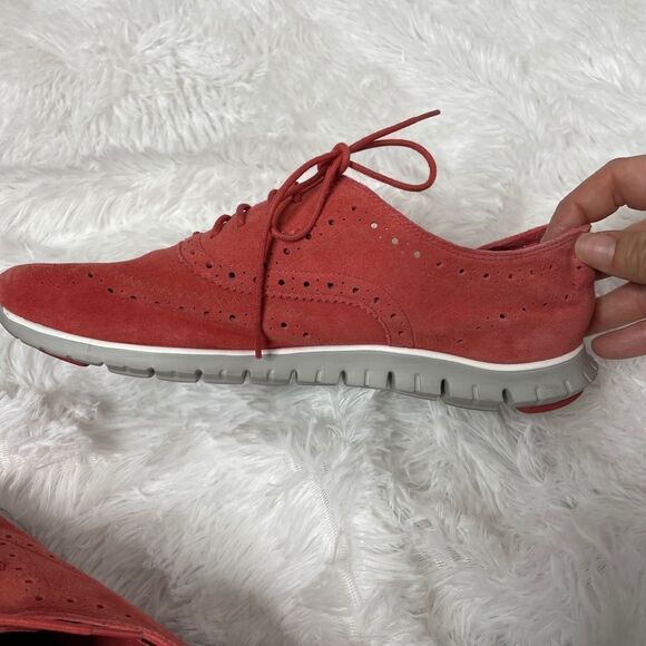 Cole Haan Zerogrand wingtip Oxford women's suede 8.5 B red orange - Picture 9 of 12